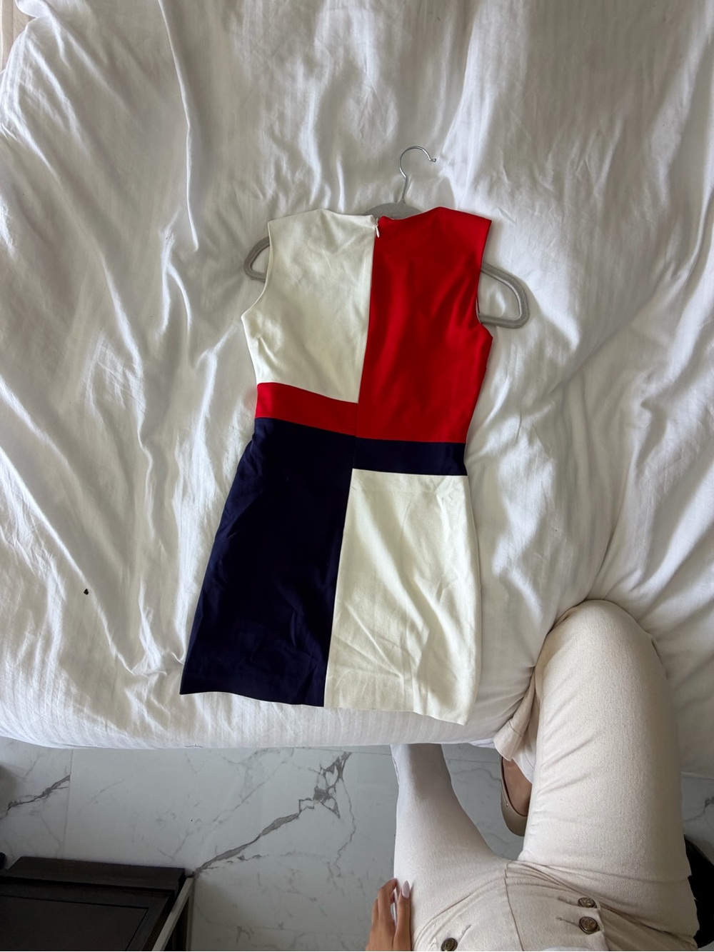 Karen Millen Colorblock Mini Dress in Red, White, Navy
